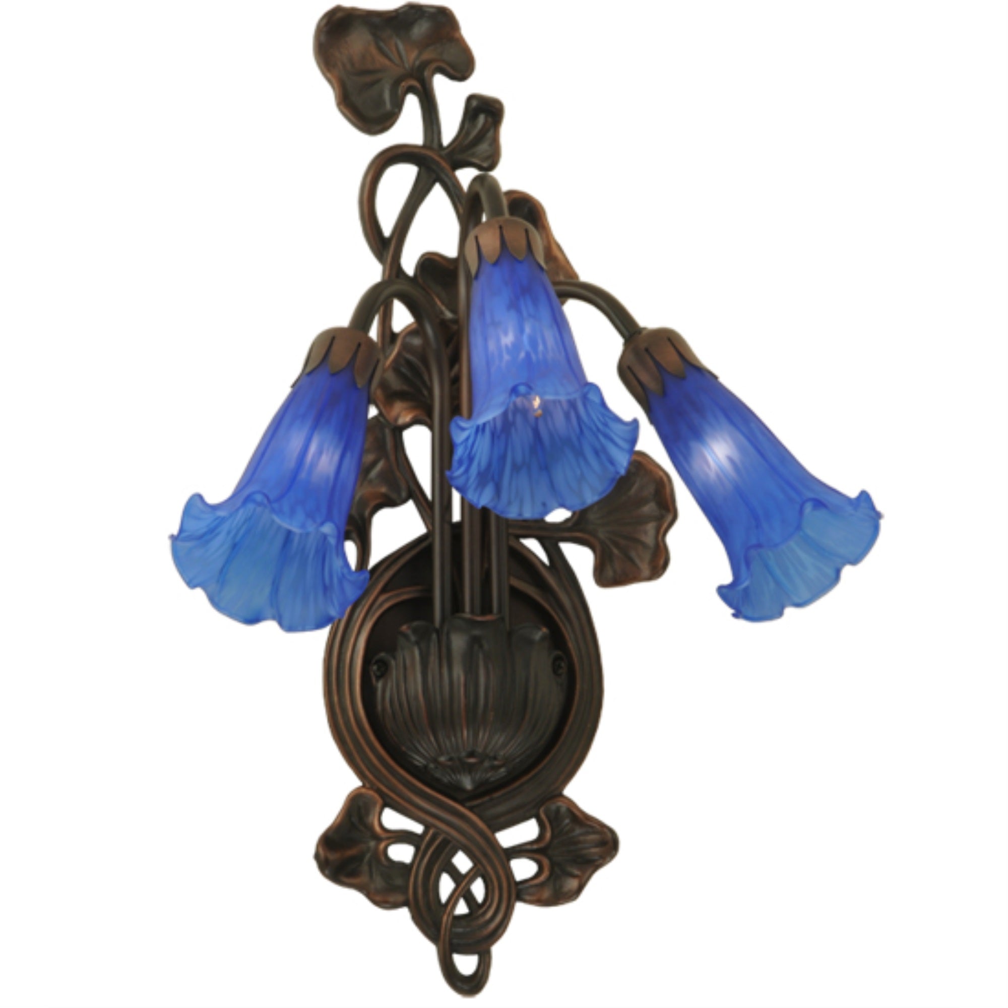 10.5W Blue Pond Lily 3 Lt Wall Sconce