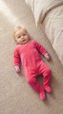 Striped cuff footie - velour