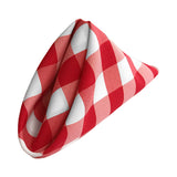 La Linen Pack Of 10 Gingham Checkered Napkins 18 By 18-Inch, White And Red