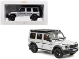 2024 MercedesBenz GClass Professional Iridium Silver Metallic with Black Top and Roof Rack 1/18 Diecast Model Car by Norev
