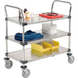 Nexel® 3 Shelf Utility Cart Solid Stainless Steel 36W X 18D X 39H Poly Casters4 Swivel