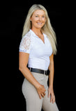 Short Sleeve Lace shirt- White front zip