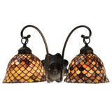 18W Tiffany Fishscale 2 Lt Wall Sconce