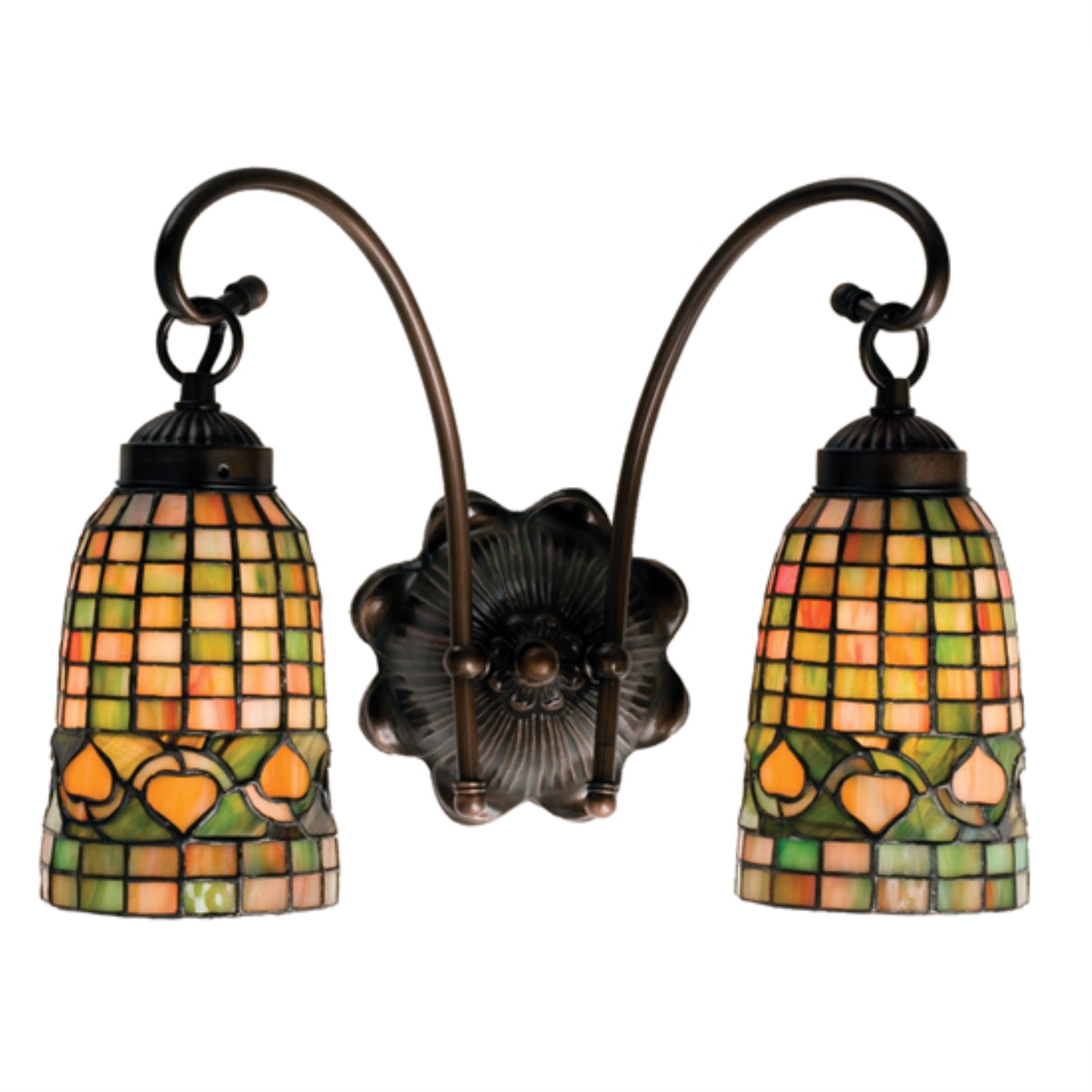 14.5W Tiffany Acorn 2 Lt Wall Sconce