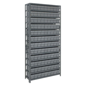 13 Shelf Open Unit W/108 Gray Bins