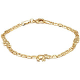 18K Gold Plated Flat Marina Elephant Anklet 10"