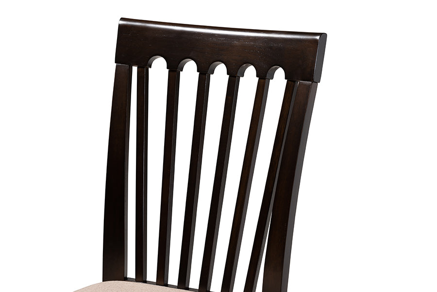 Baxton Studio Minette Modern And Contemporary Sand Fabric Upholstered Espresso Brown Finished Wood Dining Chair Set Of 4