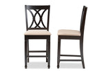 Baxton Studio Reneau Modern And Contemporary Sand Fabric Upholstered Espresso Brown Finished Wood Counter Height Pub Chair Set O