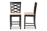 Baxton Studio Lanier Modern And Contemporary Sand Fabric Upholstered Espresso Brown Finished Wood Counter Height Pub Chair Set Of 2 -Like New