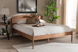 Baxton Studio Leanora Mid-Century Modern Ash Wanut Finished Queen Size Wood Platform Bed