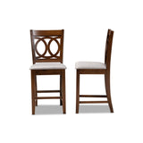 Baxton Studio Lenoir Modern And Contemporary Grey Fabric Upholstered Walnut Brown Finished Wood 2-Piece Counter Height Pub Chair