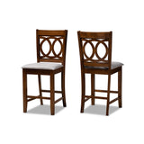 Baxton Studio Lenoir Modern And Contemporary Grey Fabric Upholstered Walnut Brown Finished Wood 2-Piece Counter Height Pub Chair