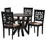 Baxton Studio Felice Modern Beige Fabric And Dark Brown Finished Wood 5-Piece Dining Set