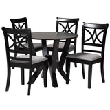 Baxton Studio Mari Modern Grey Fabric And Dark Brown Finished Wood 5-Piece Dining Set
