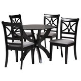 Baxton Studio Noemi Modern Grey Fabric And Dark Brown Finished Wood 5-Piece Dining Set