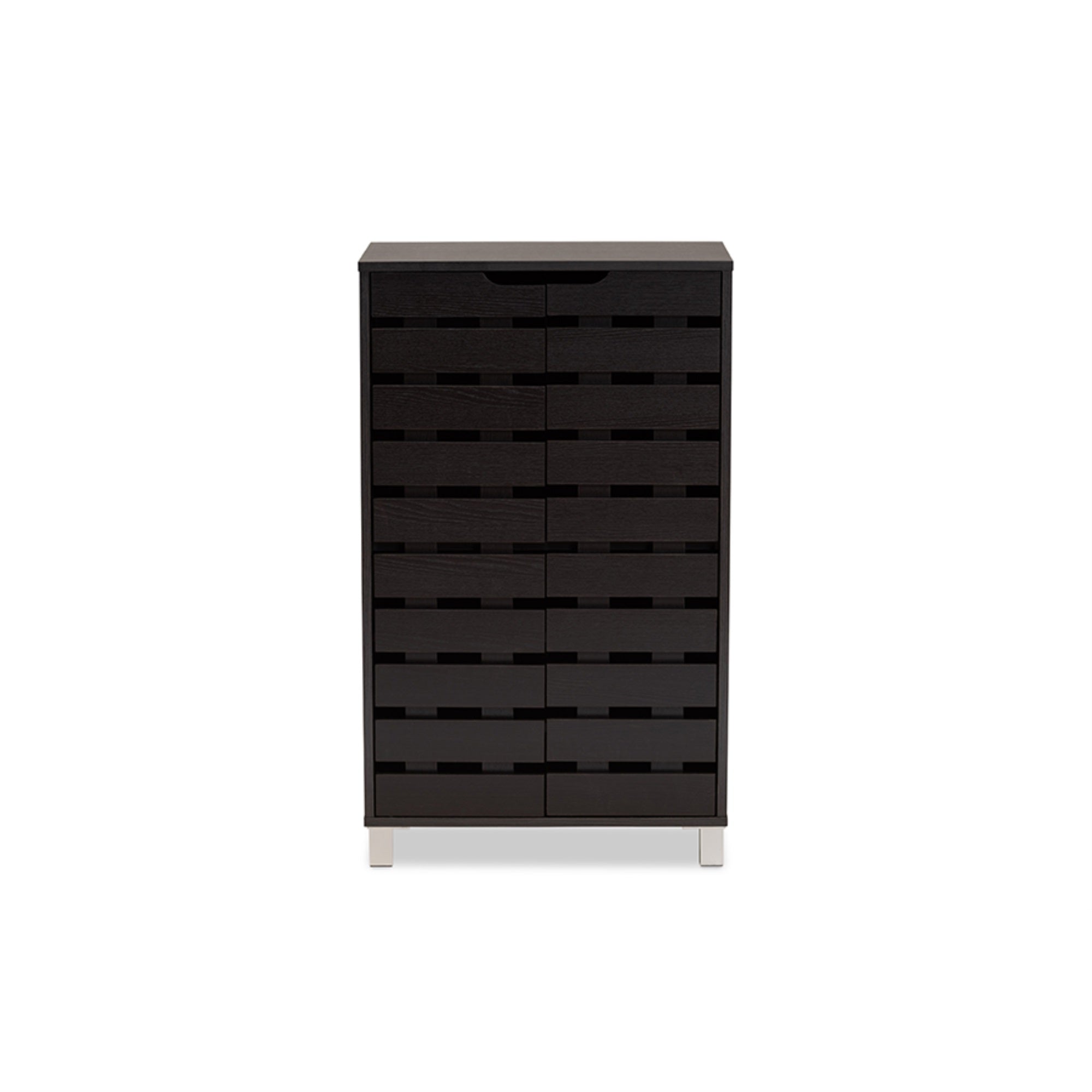 Baxton Studio Ernest Modern And Contemporary Dark Brown Finished Wood 2-Door Shoe Storage Cabinet