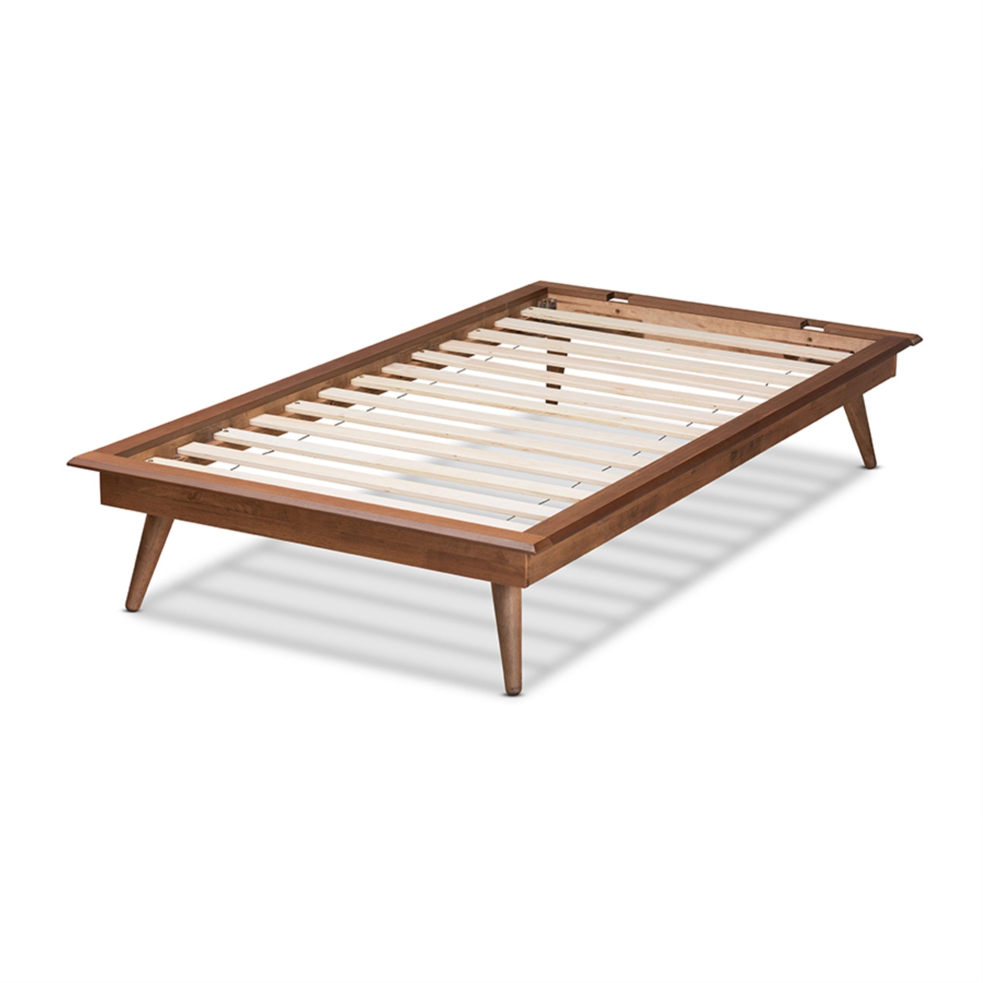 Baxton Studio Karine Mid-Century Modern Walnut Brown Finished Wood Twin Size Platform Bed Frame