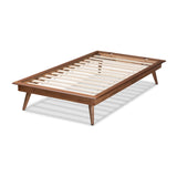 Baxton Studio Karine Mid-Century Modern Walnut Brown Finished Wood Twin Size Platform Bed Frame