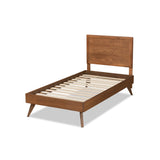 Baxton Studio Jiro Mid-Century Modern Walnut Brown Finished Wood Twin Size Platform Bed