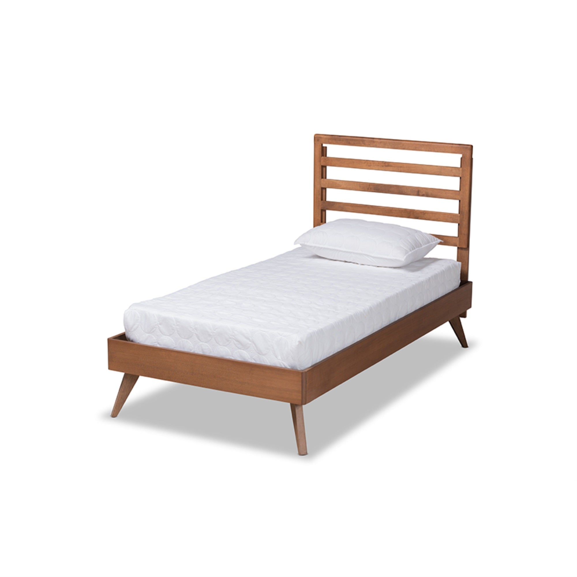 Baxton Studio Shiro Mid-Century Modern Ash Walnut Finished Wood Twin Size Platform Bed