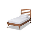 Baxton Studio Shiro Mid-Century Modern Ash Walnut Finished Wood Twin Size Platform Bed