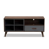 Baxton Studio Garrick Modern And Contemporary Two-Tone Grey And Walnut Brown Finished Wood 1-Drawer Tv Stand