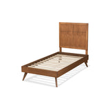 Baxton Studio Noela Mid-Century Modern Walnut Brown Finished Wood Twin Size Platform Bed