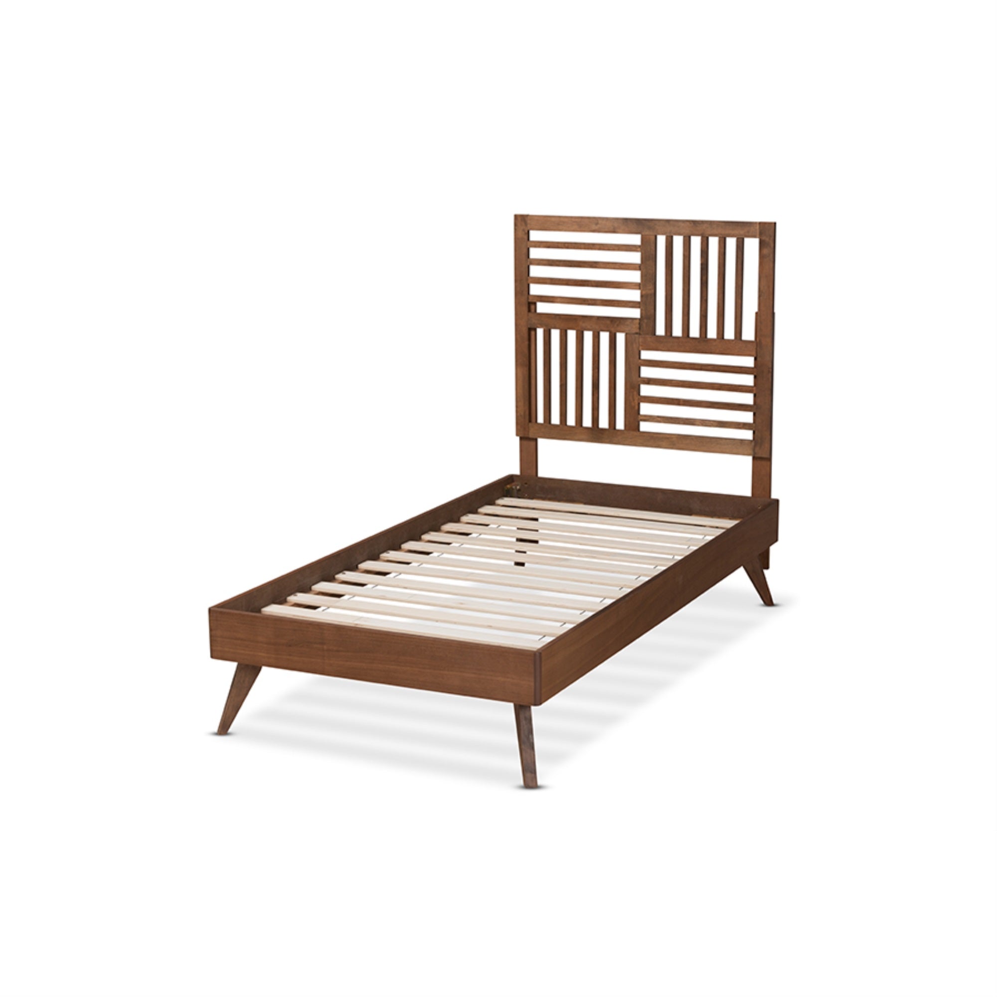 Baxton Studio Gemma Mid-Century Modern Transitional Walnut Brown Finished Wood Twin Size Platform Bed