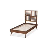 Baxton Studio Gemma Mid-Century Modern Transitional Walnut Brown Finished Wood Twin Size Platform Bed