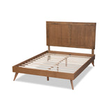 Baxton Studio Amira Mid-Century Modern Transitional Ash Walnut Finished Wood Queen Size Platform Bed