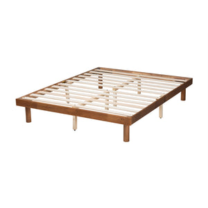 Baxton Studio Winston Mid-Century Modern Walnut Brown Finished Wood Full Size Platform Bed Frame