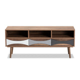 Baxton Studio Leane Modern And Contemporary Natural Brown Finished And Multi-Colored Wood 3-Drawer Tv Stand