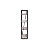 Baxton Studio Lakota Modern Industrial Light Grey Finished Wood And Black Metal 4-Tier Display Shelf