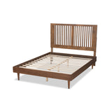 Baxton Studio Kioshi Mid-Century Modern Transitional Ash Walnut Finished Wood Queen Size Platform Bed