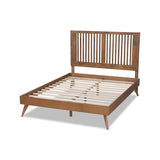 Baxton Studio Takeo Mid-Century Modern Transitional Ash Walnut Finished Wood Queen Size Platform Bed