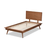 Baxton Studio Karine Mid-Century Modern Walnut Brown Finished Wood Twin Size Platform Bed