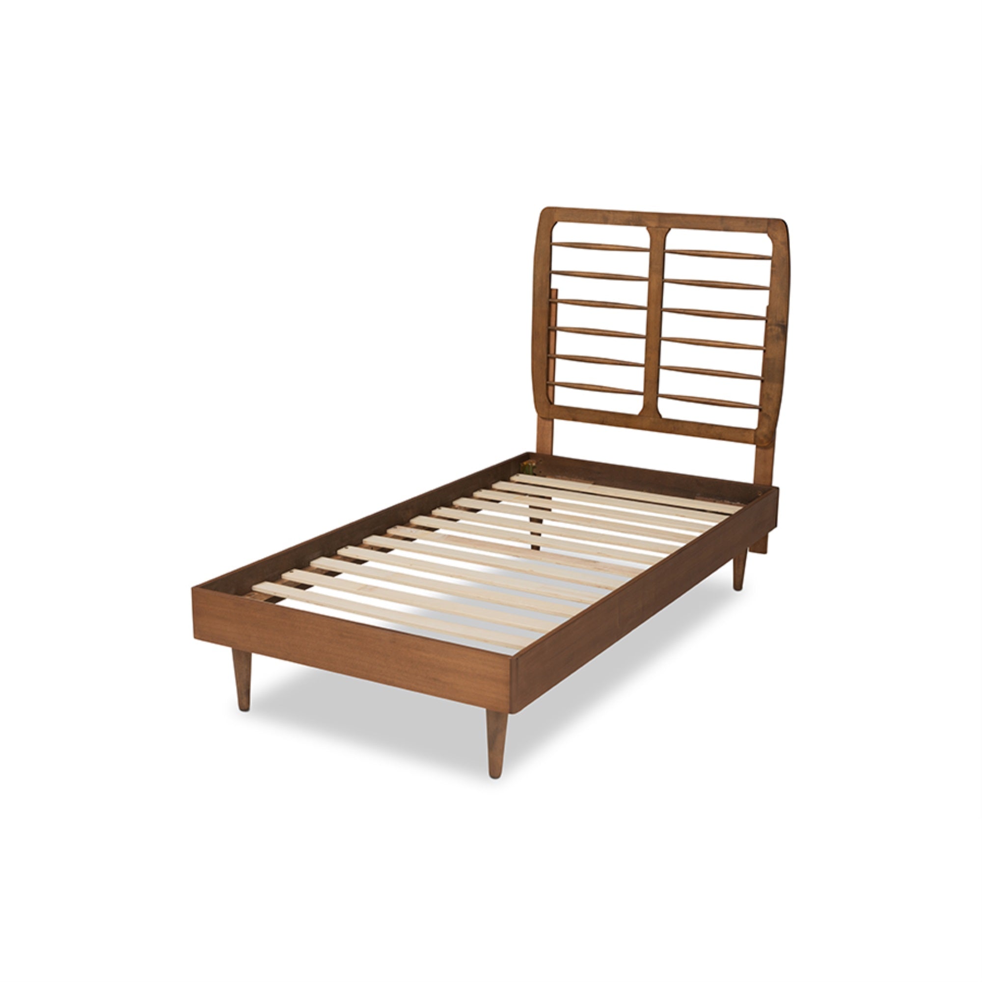 Baxton Studio Rayna Mid-Century Modern Walnut Brown Finished Wood Twin Size Platform Bed