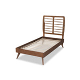 Baxton Studio Yana Mid-Century Modern Walnut Brown Finished Wood Twin Size Platform Bed