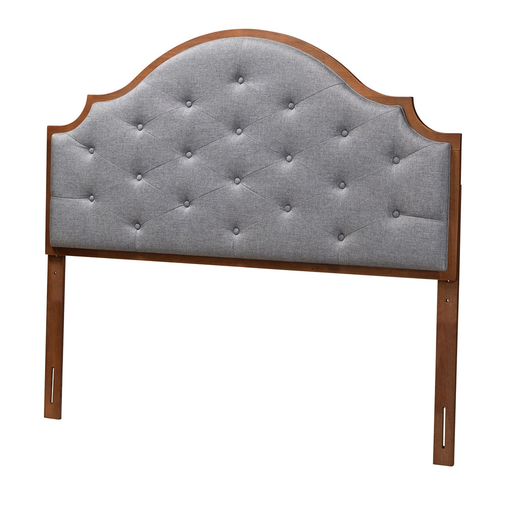 Baxton Studio Premala Classic And Traditional Grey Fabric And Walnut Brown Finished Wood King Size Headboard