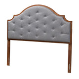 Baxton Studio Premala Classic And Traditional Grey Fabric And Walnut Brown Finished Wood King Size Headboard
