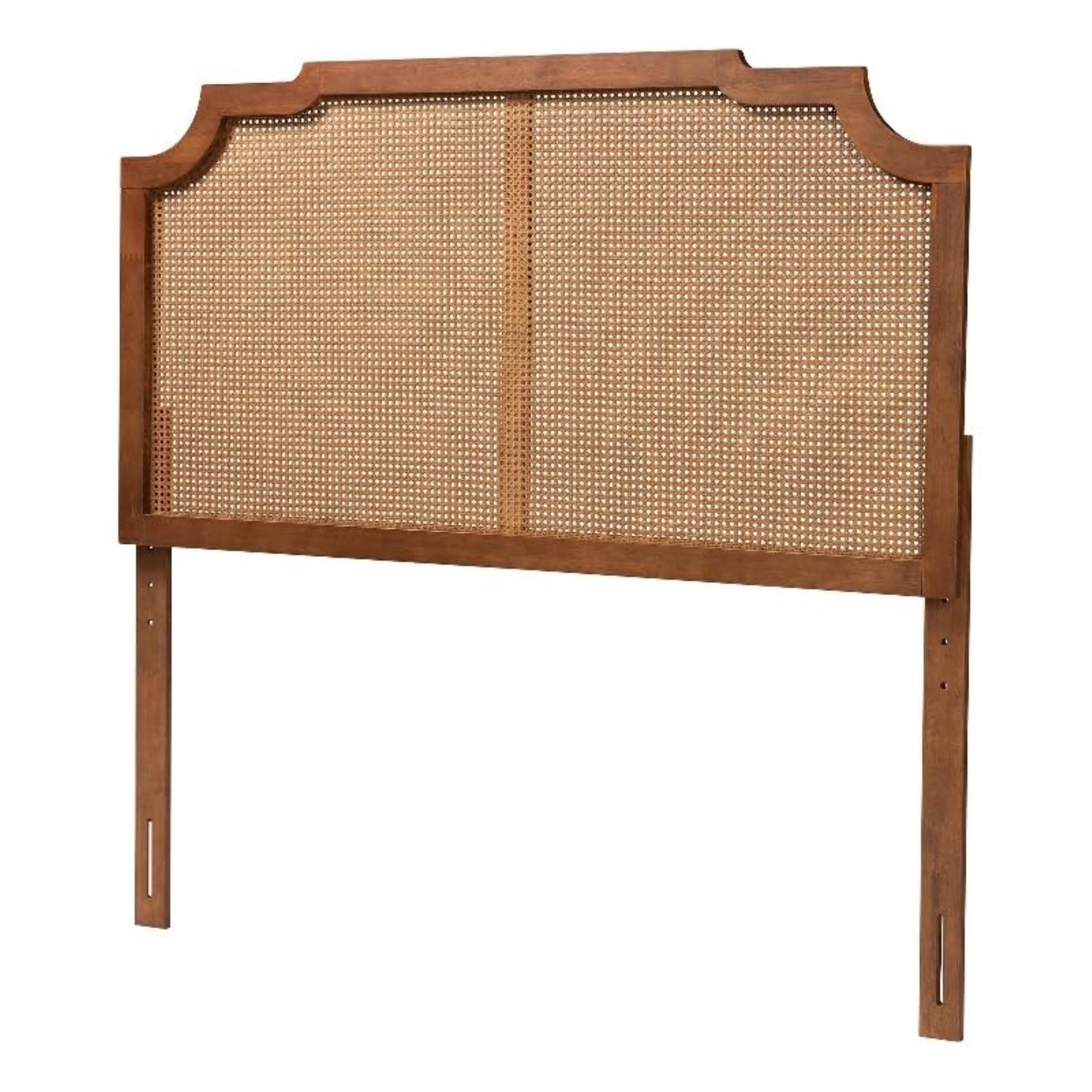 Baxton Studio Fortuna Classic And Traditional Ash Walnut Finished Wood Queen Size Headboard With Rattan