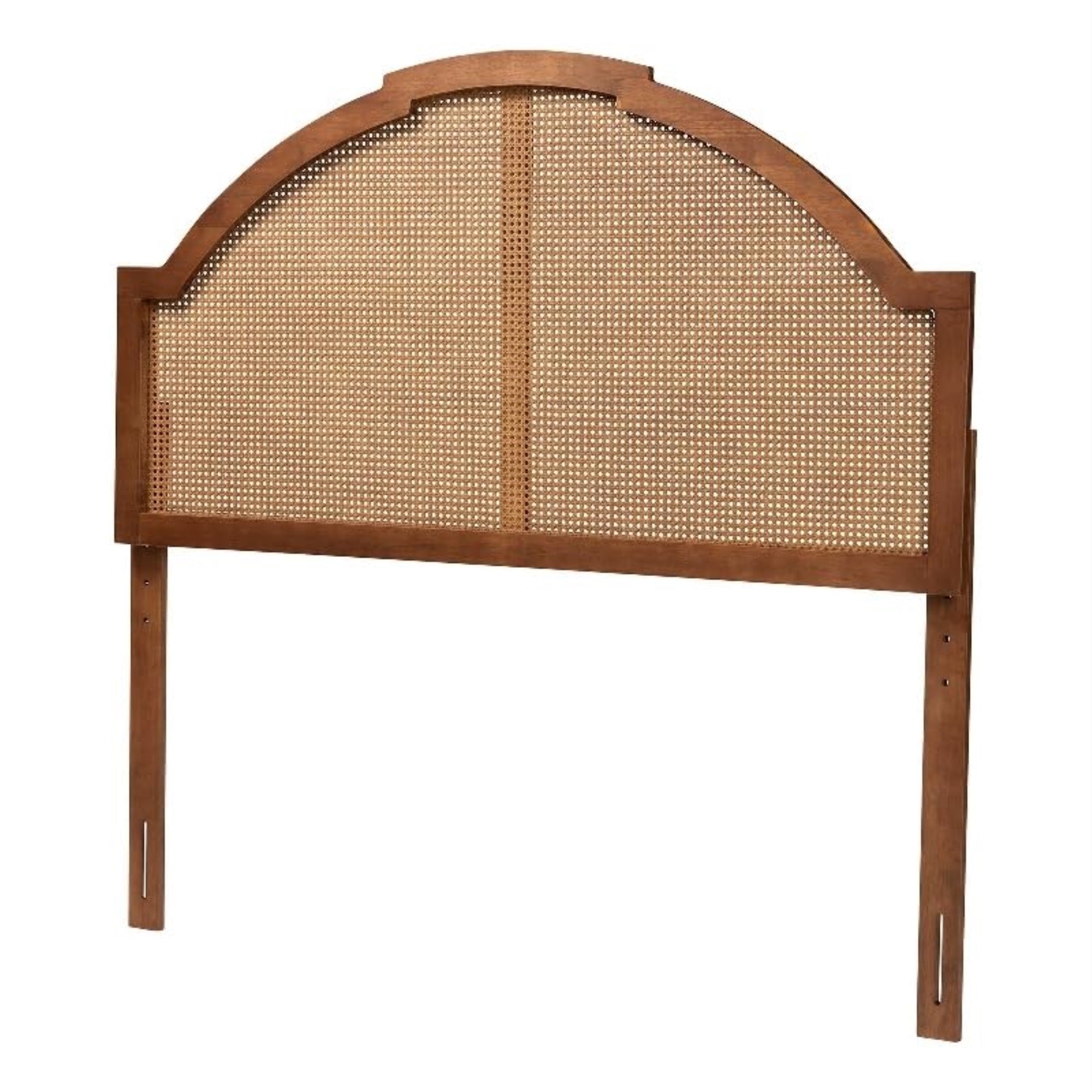 Baxton Studio Madeline Classic And Traditional Ash Walnut Finished Wood Queen Size Headboard With Rattan