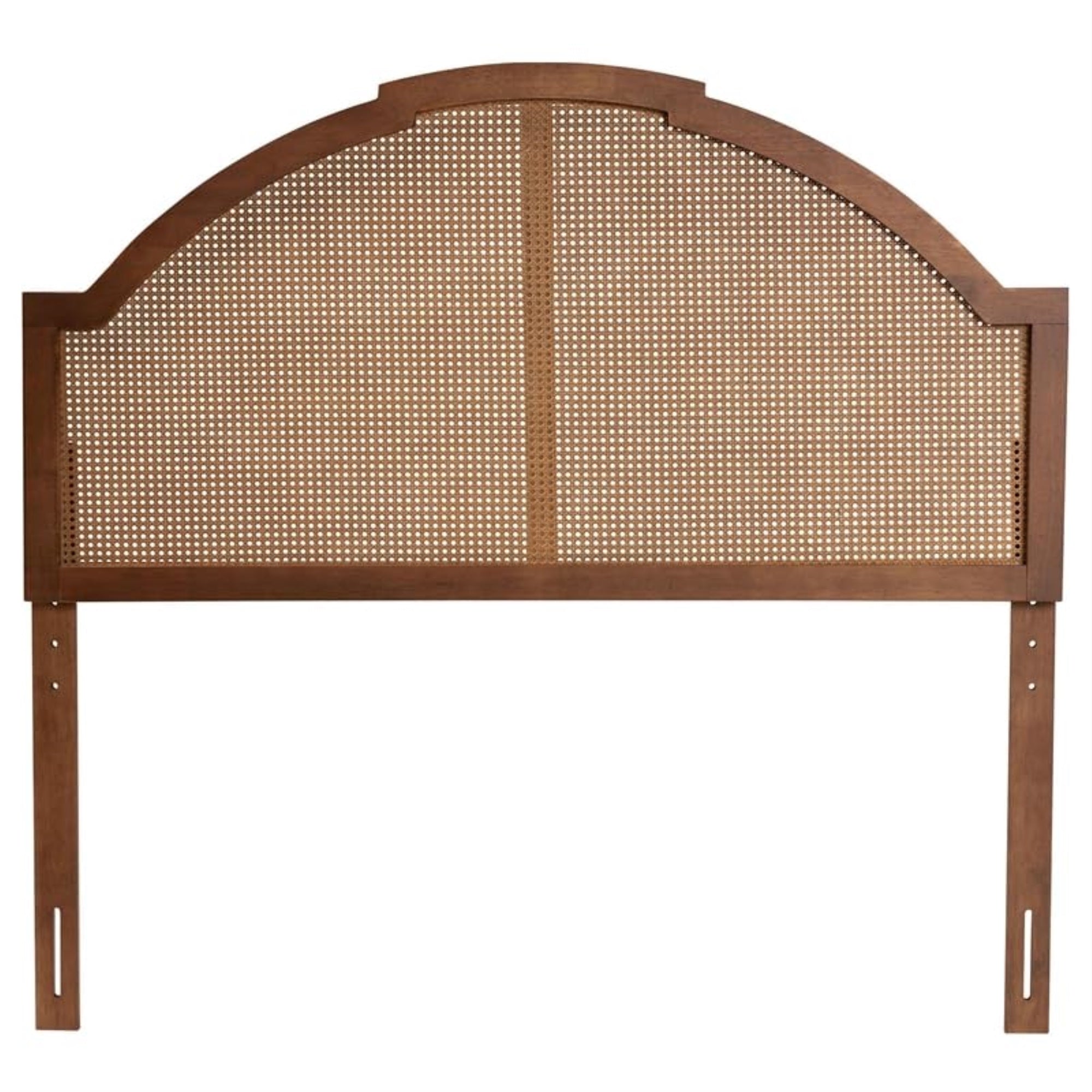 Baxton Studio Madeline Classic And Traditional Ash Walnut Finished Wood King Size Headboard With Rattan