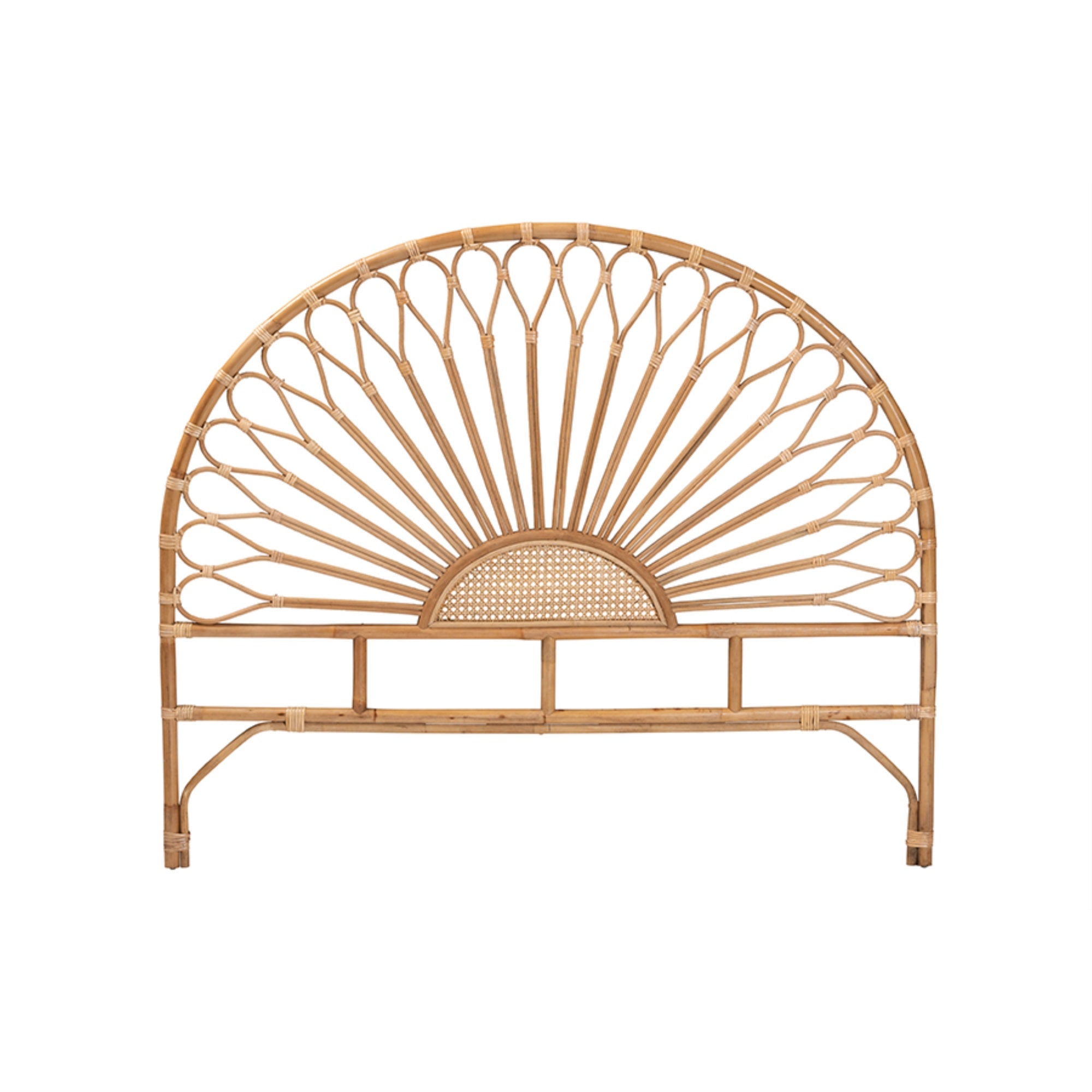 Baxton Studio Perenna Modern Bohemian Natural Rattan King Size Standalone Headboard