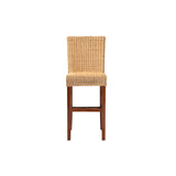 Baxton Studio Racquel Modern Bohemian Natural Rattan And Mahogany Wood Bar Stool