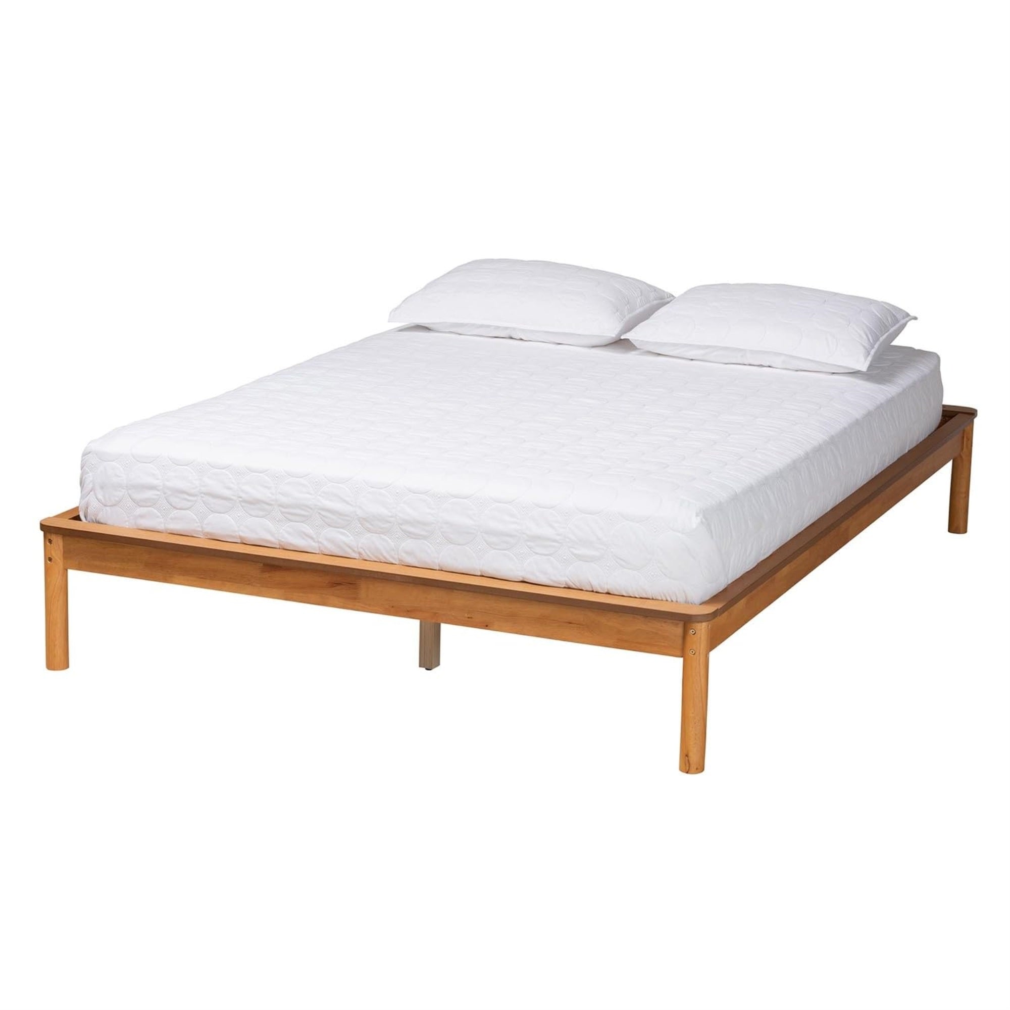 Baxton Studio Efren Mid-Century Modern Honey Oak Finished Wood Full Size Bed Frame
