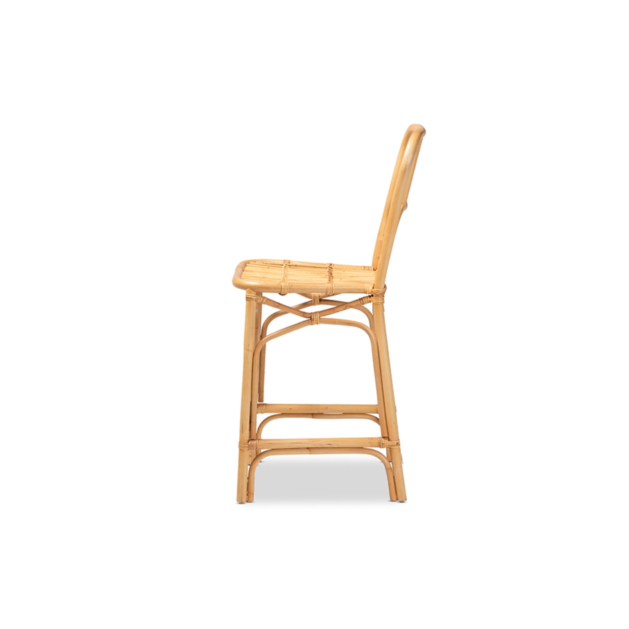 Baxton Studio Ivora Modern Bohemian Natural Brown Rattan Counter Stool
