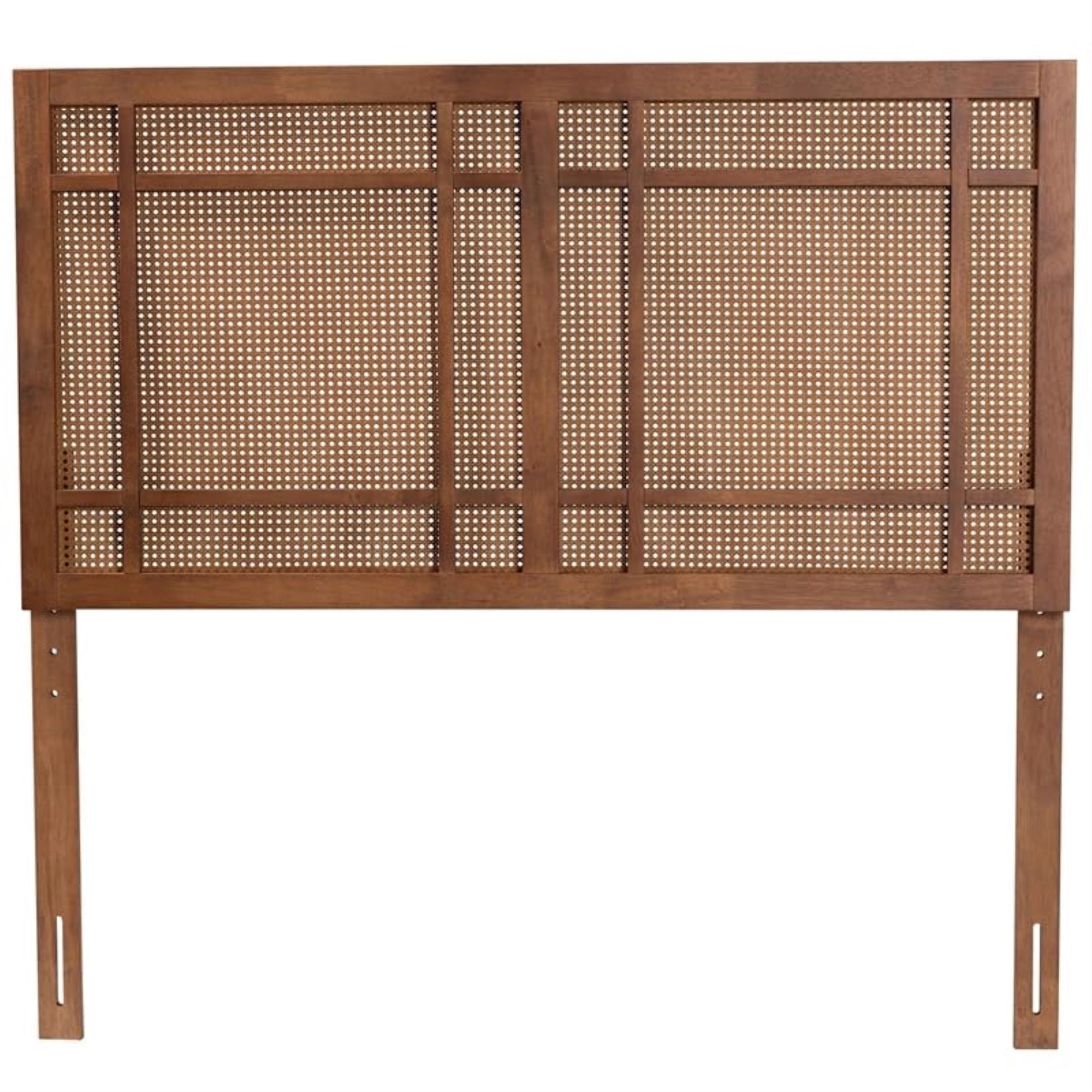 Baxton Studio Katrice Mid-Century Modern Ash Walnut Finished Wood King Size Headboard With Rattan