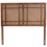Baxton Studio Katrice Mid-Century Modern Ash Walnut Finished Wood King Size Headboard With Rattan