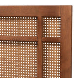 Baxton Studio Katrice Mid-Century Modern Ash Walnut Finished Wood King Size Headboard With Rattan